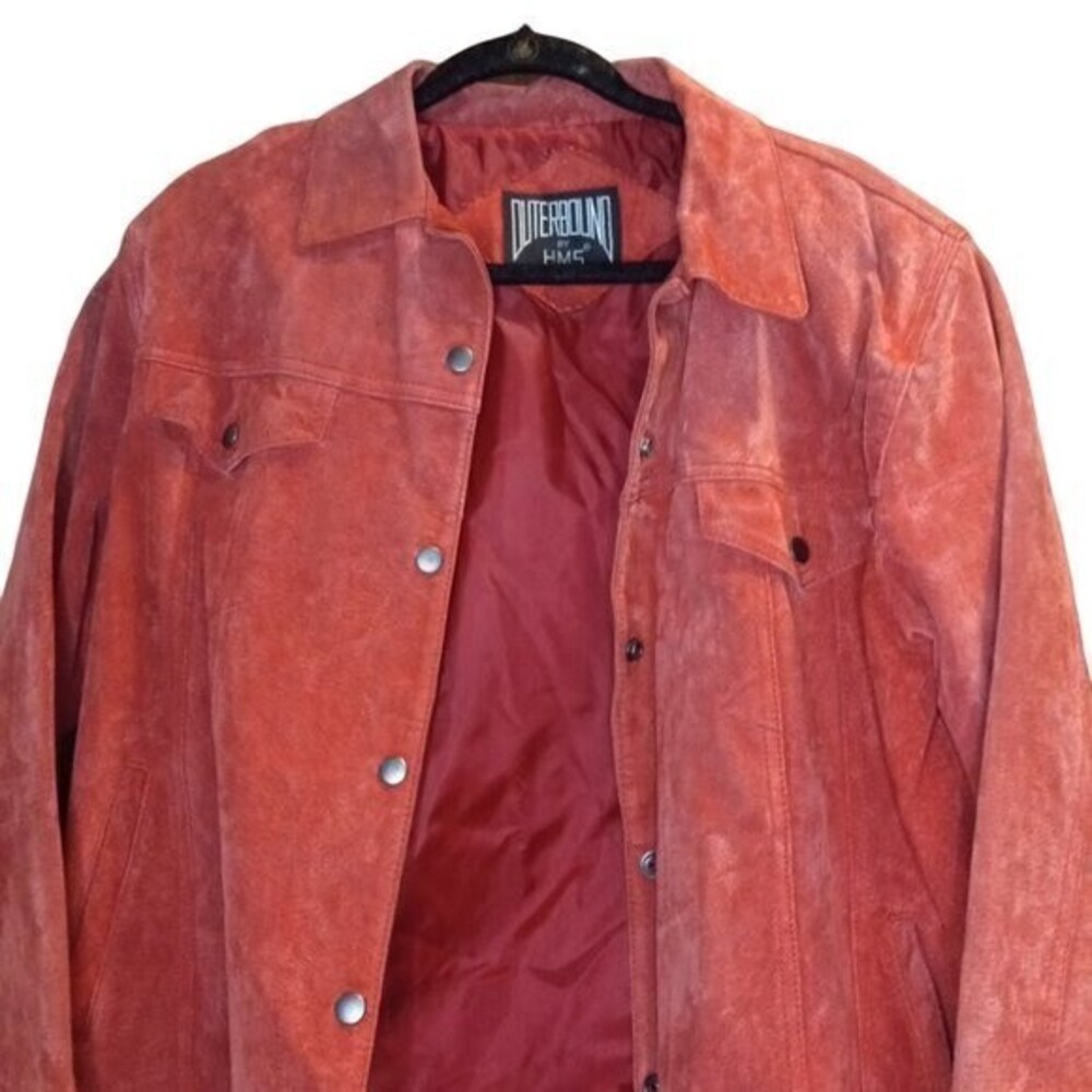 Outerbound  By  HMS  Carlisle Red Leather Jacket Coat Snap Down Size M